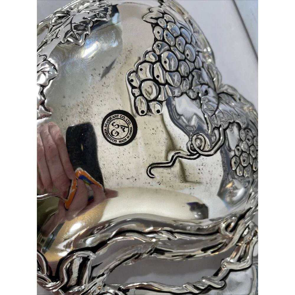 Silver Plated Grape Double Heart Dish Godinger Silver Art Serving Tray Snacks
